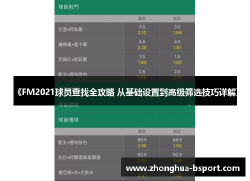 《FM2021球员查找全攻略 从基础设置到高级筛选技巧详解》